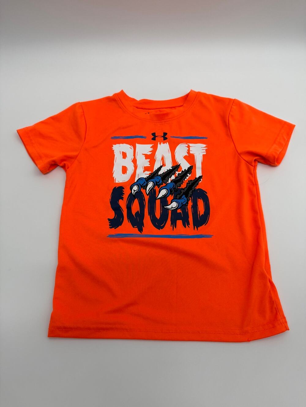 Under Armour Boys HeatGear Beast Squad Orange Graphic T Shirt Youth Size 5